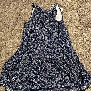 LOFT Navy Paisley Midi Dress